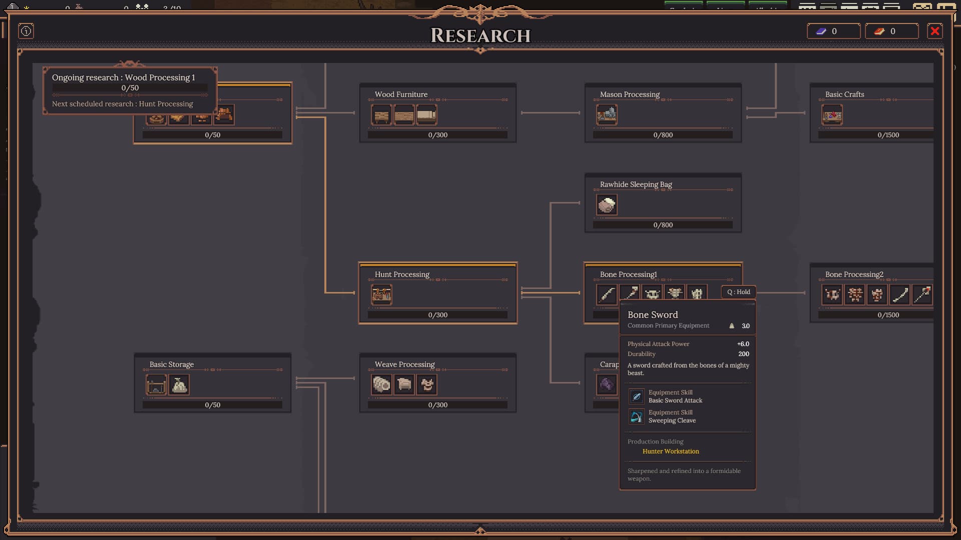Official Dungeon Settlers research tree screenshot