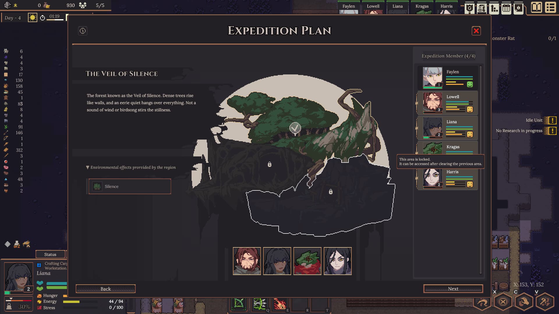 Official Dungeon Settlers expedition planning screen